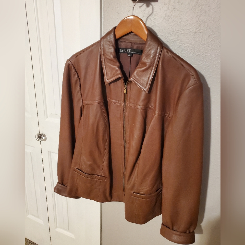 Womens plus size leather jacket